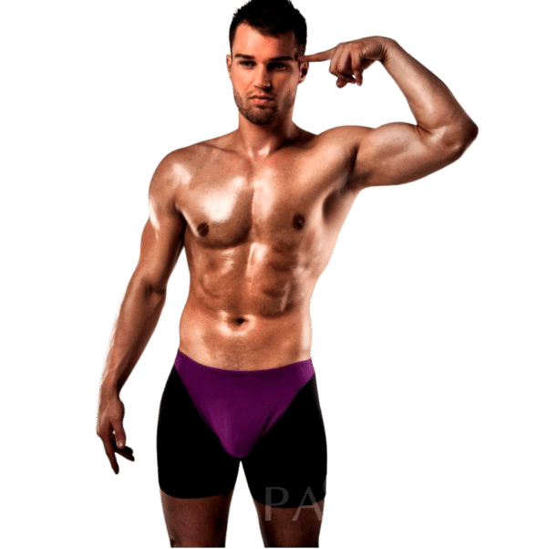 PASSION - BOXER 009 LINGERIE EROTIQUE LILAS/NOIR S/M