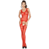 PASSION - FEMME BS038 BODYSTOCKING ROUGE TAILLE UNIQUE