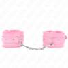 KINK - APPUI-POIGNETS DOUBLÉS DE FOURRURE PREMIUM ROSE AVEC CEINTURE ROSE RÉGLABLE 17-29 CM X 6 CM