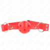 KINK - BÂILLON À BOULE DUR CREUX ROUGE COMPLET 62 x 2 CM